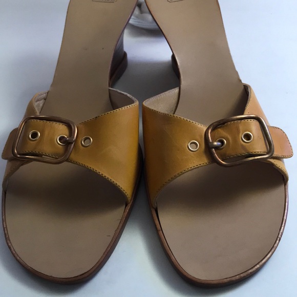 Leather COACH yellow mustard sandals 👡 size 10 - Picture 3 of 11